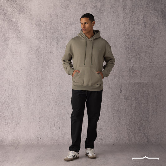 Rubber Logo Basic Hoodie in Olive