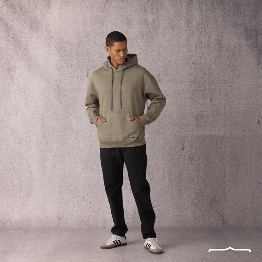 Rubber Logo Basic Hoodie in Olive