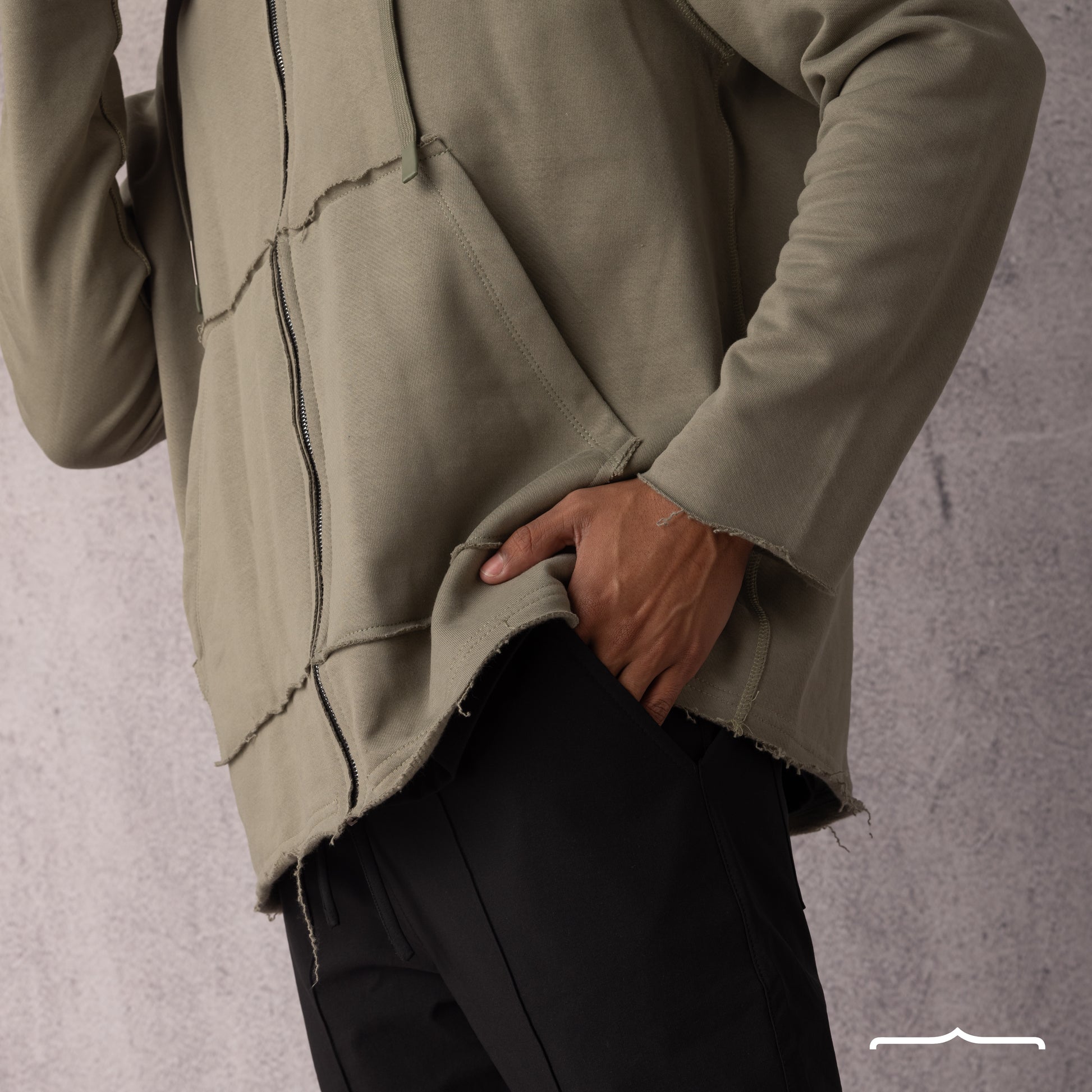 Raw Edge Oversize jacket in Olive