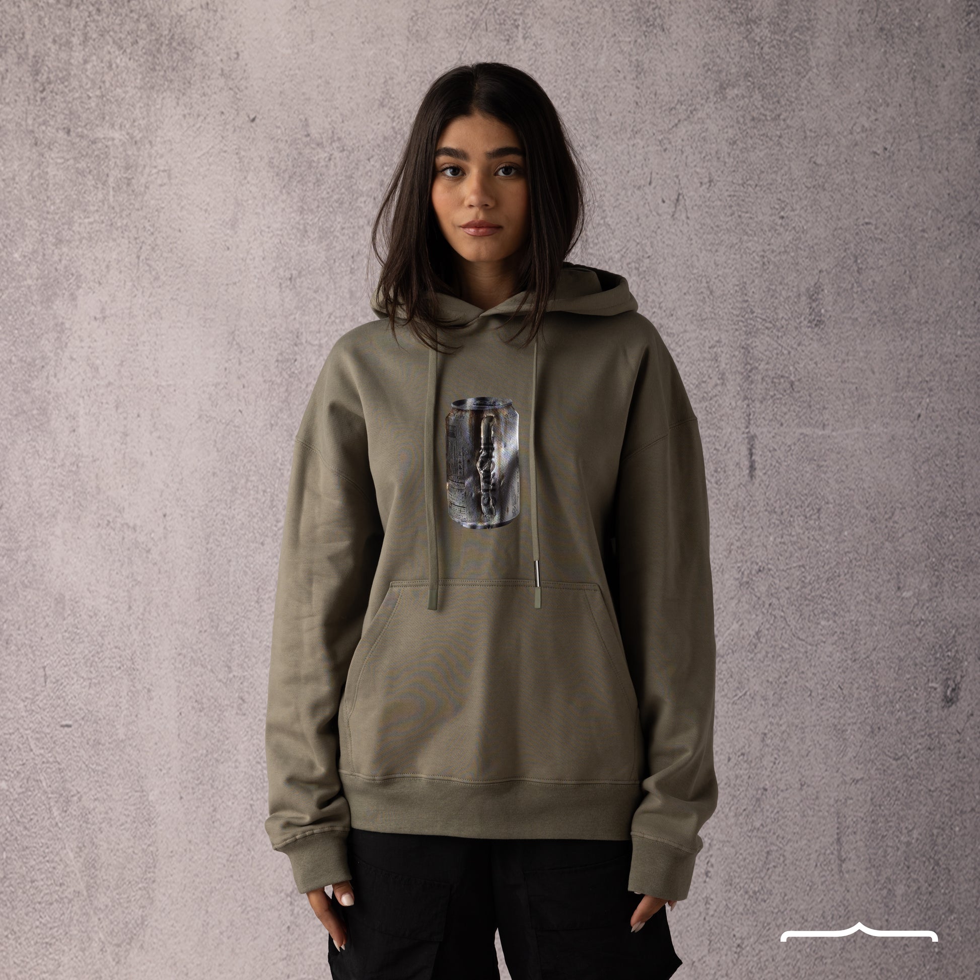 Reflective can print Hoodie in Olive