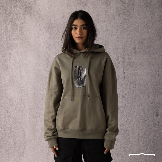 Reflective can print Hoodie in Olive