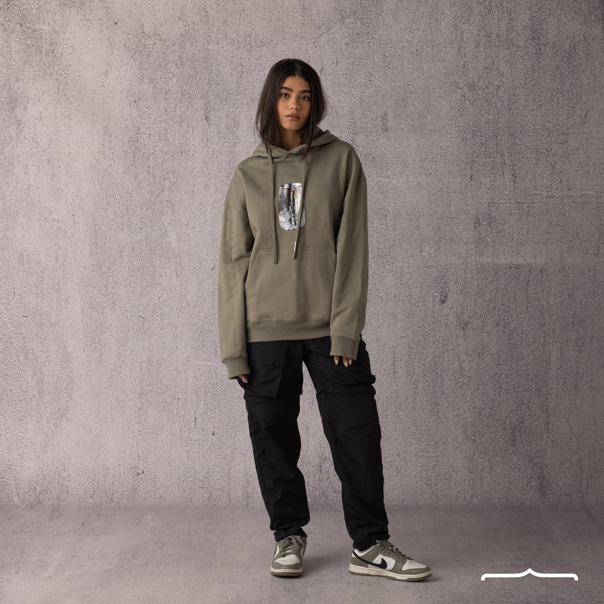 Reflective can print Hoodie in Olive