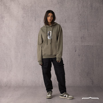 Reflective can print Hoodie in Olive