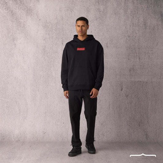 Red Rubber Sign Hoodie in Black