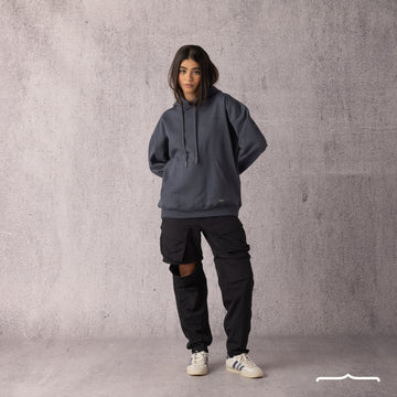 Rubber Logo Basic Hoodie in Dark Grey