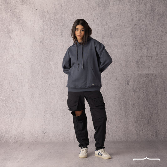 Rubber Logo Basic Hoodie in Dark Grey