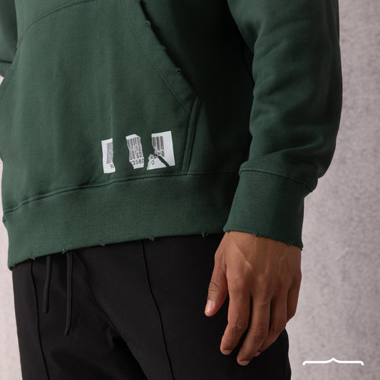 Barcode Washed Hoodie in Green men