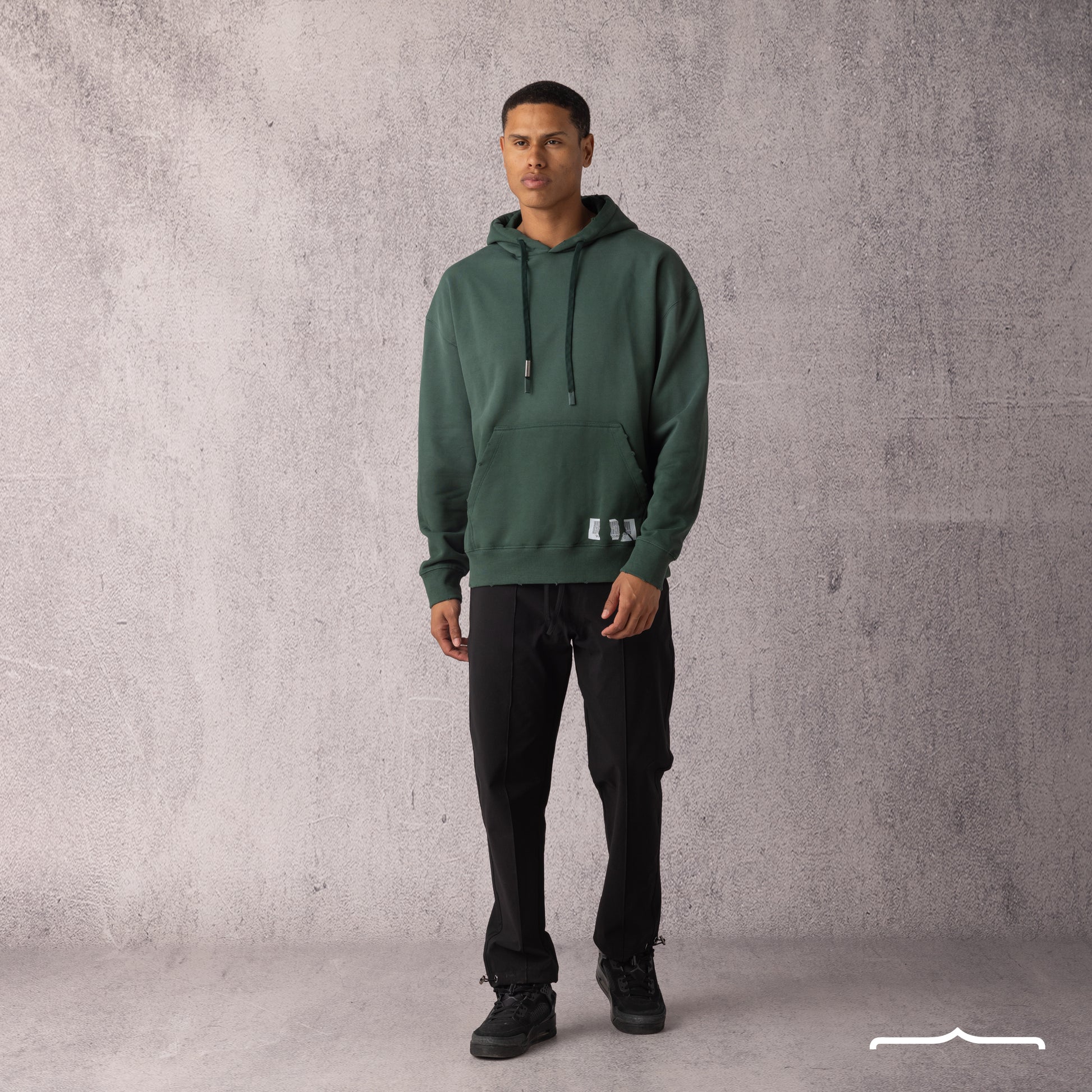 Barcode Washed Hoodie in Green
