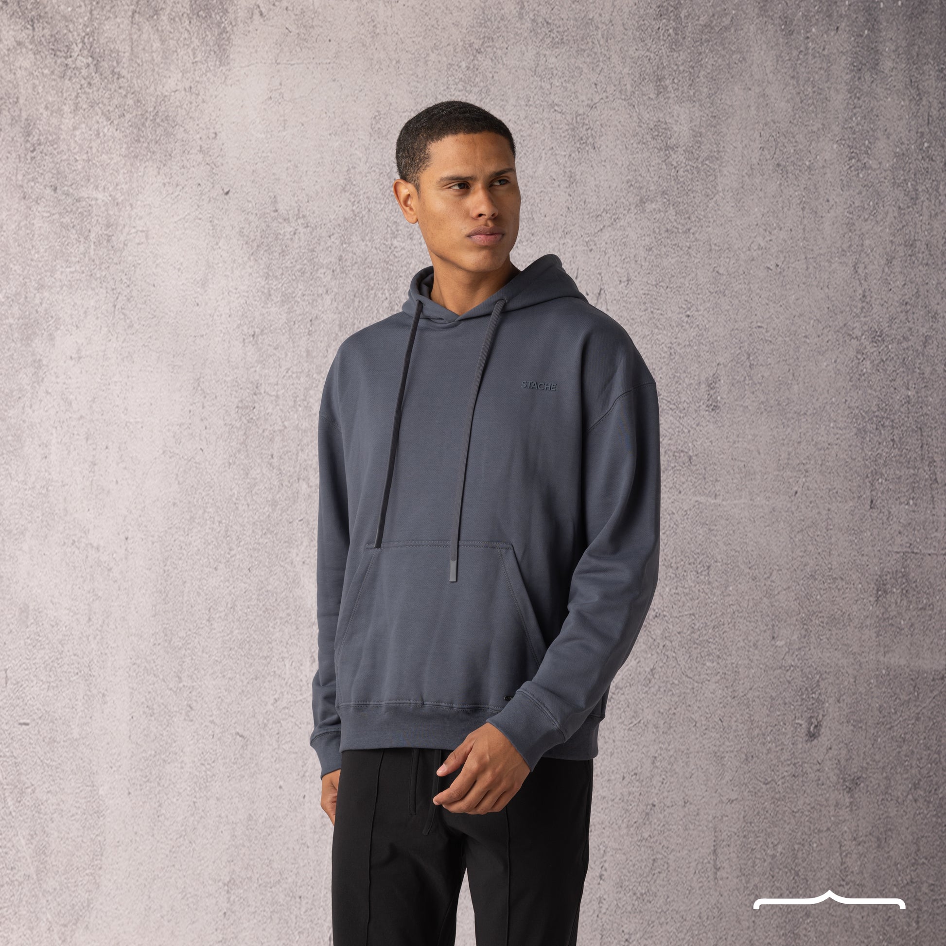Rubber Logo Basic Hoodie in Dark Grey