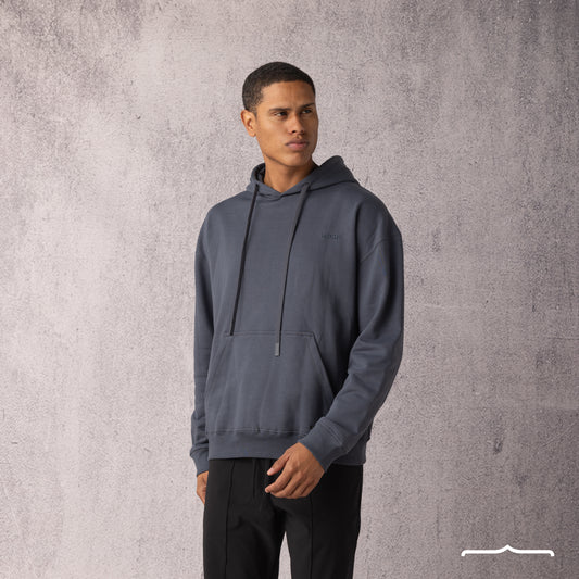 Rubber Logo Basic Hoodie in Dark Grey