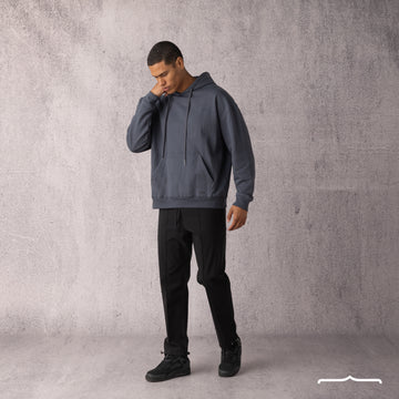 Rubber Logo Basic Hoodie in Dark Grey