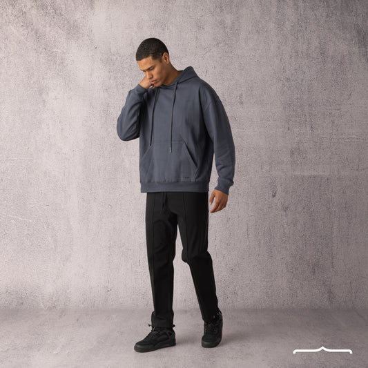 Rubber Logo Basic Hoodie in Dark Grey