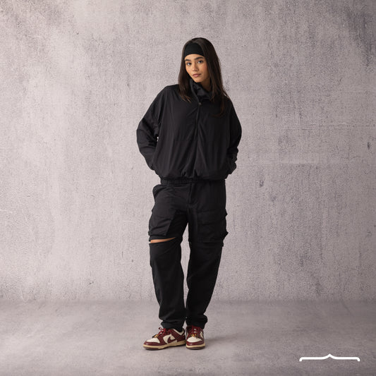 Adjustable pants set in Black