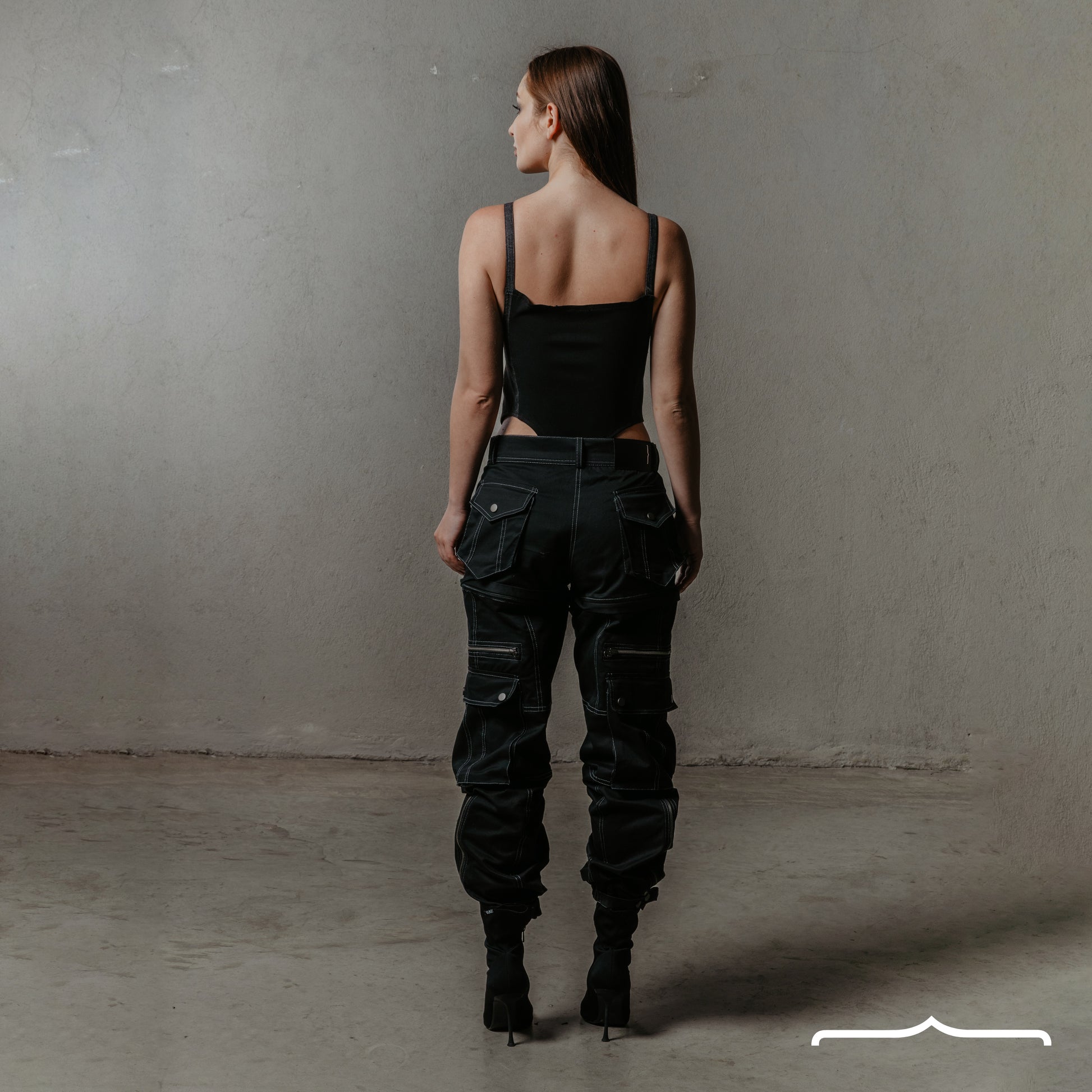 denim bodysuit in Dark Grey
