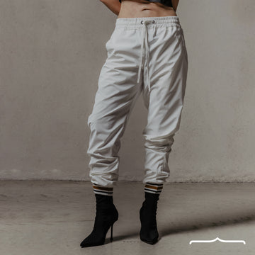 Drawstring joggers in Metallic White