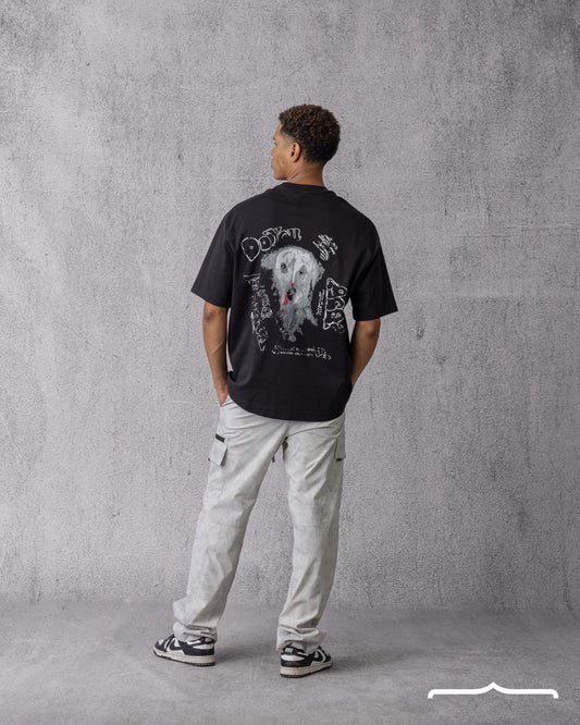 Dalmatian Sketch Oversized T-shirt in Black