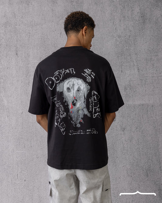 Dalmatian Sketch Oversized T-shirt in Black