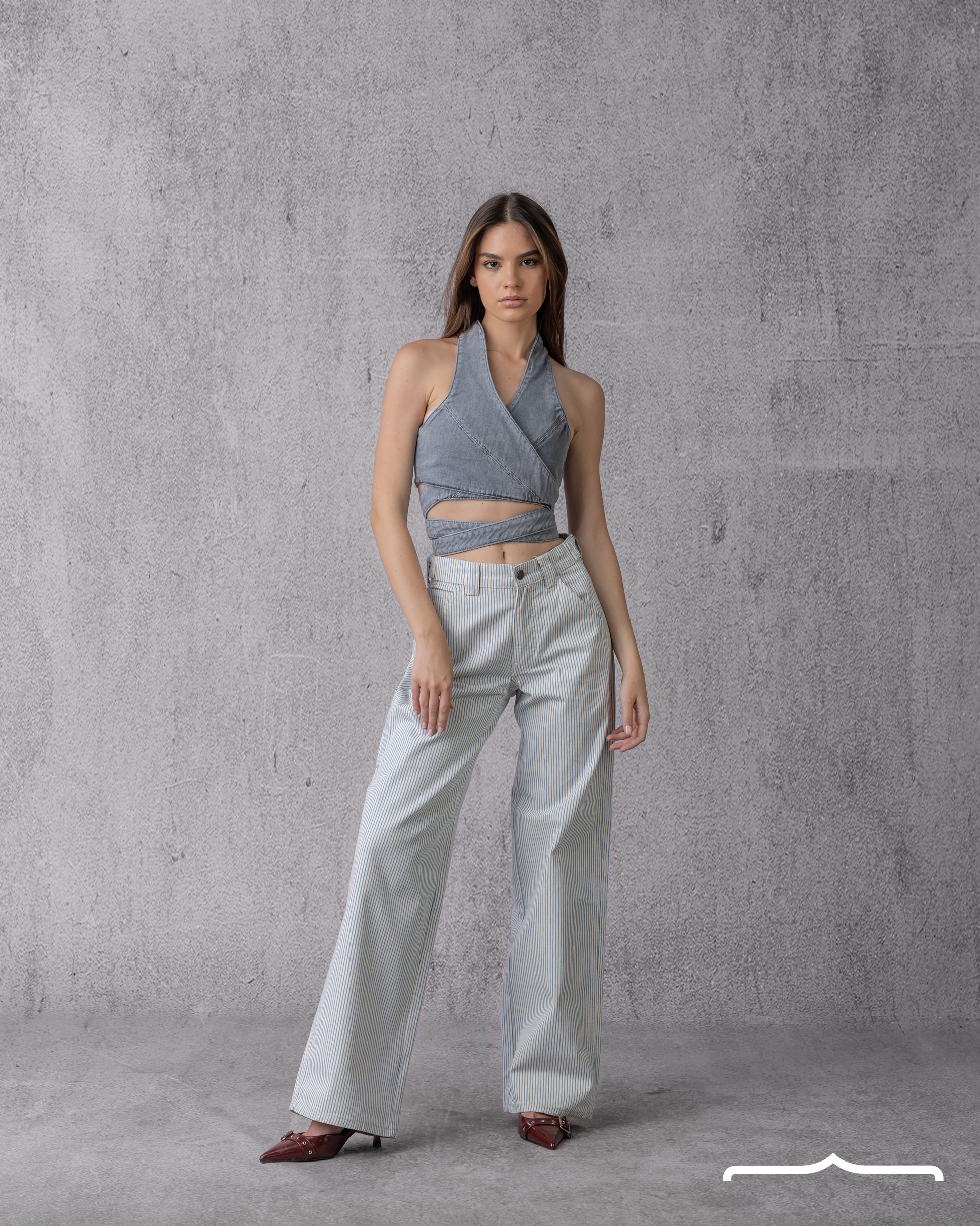 Crop Top in Washed Grey