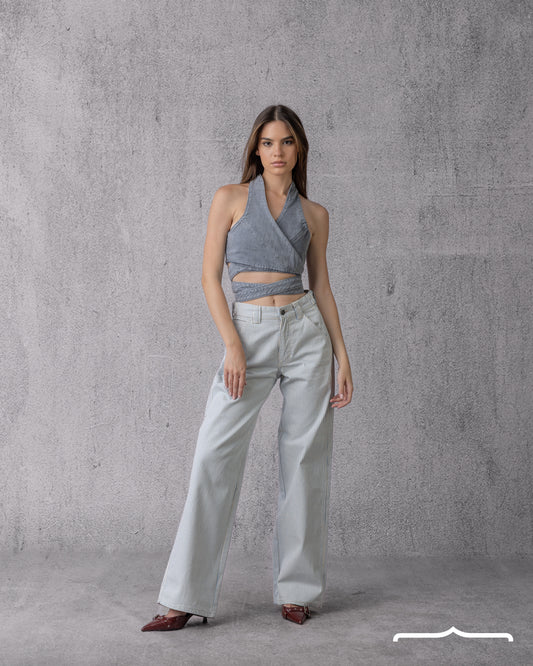 Crop Top in Washed Grey