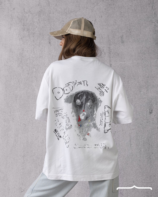 Dalmatian Sketch Oversized T-shirt in White