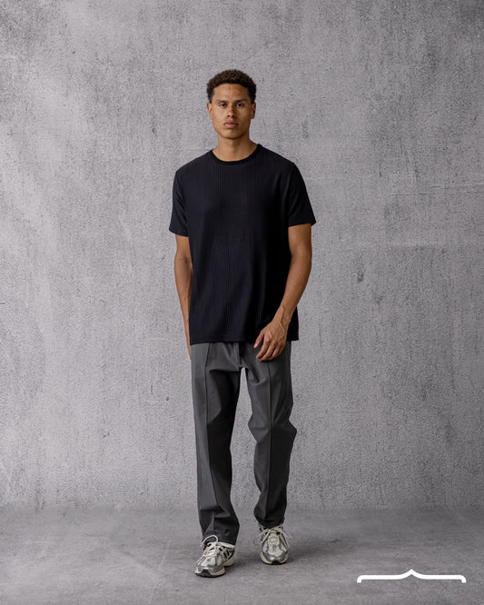 Fine Knit T-shirt in Black