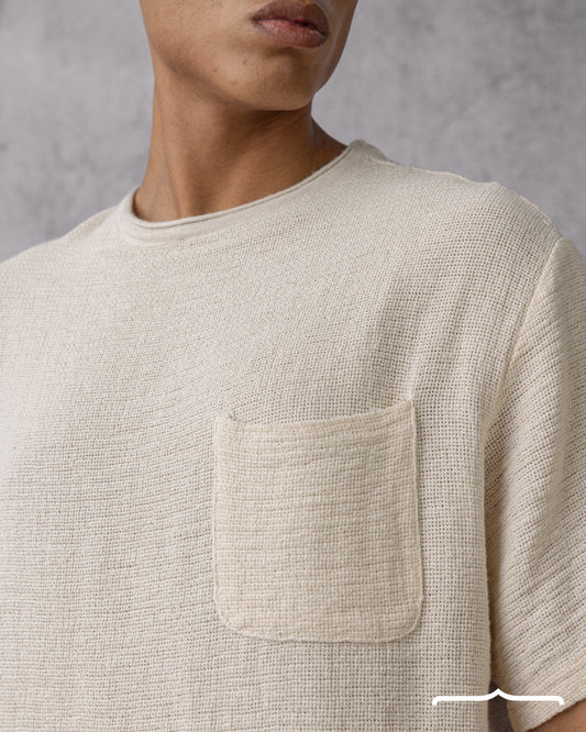 Textured T-shirt in Cream volume 2