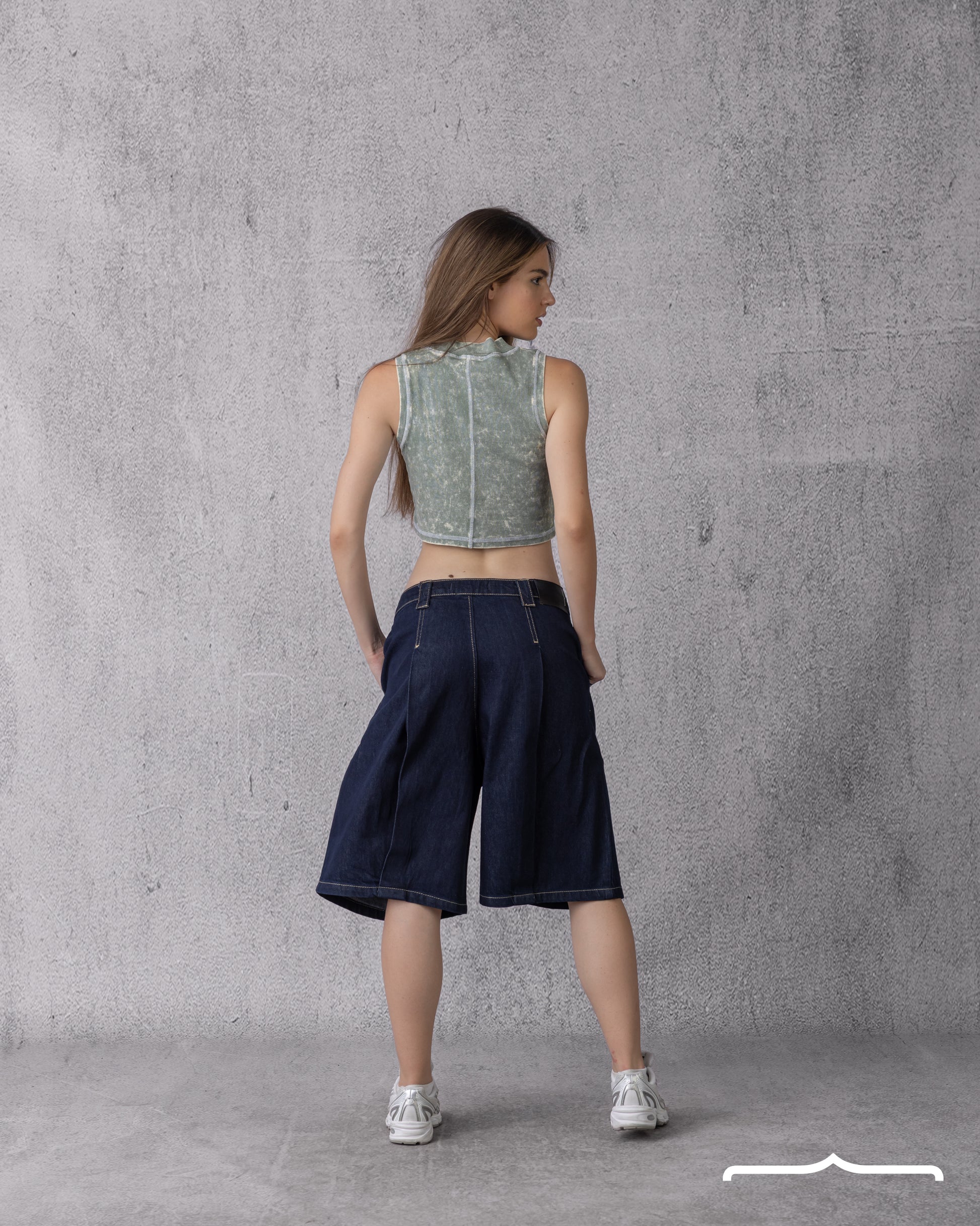 women wide leg Denim Boyfriend Short