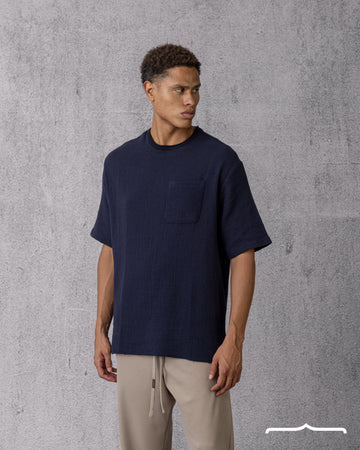 Textured T-shirt in Navy Blue Volume 2