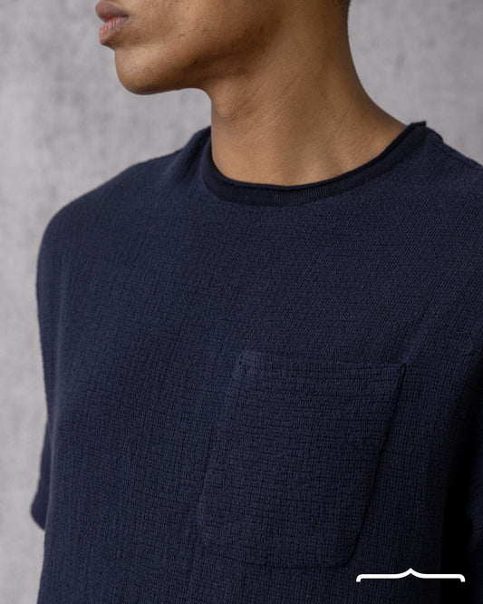 Textured T-shirt in Navy Blue Volume 2