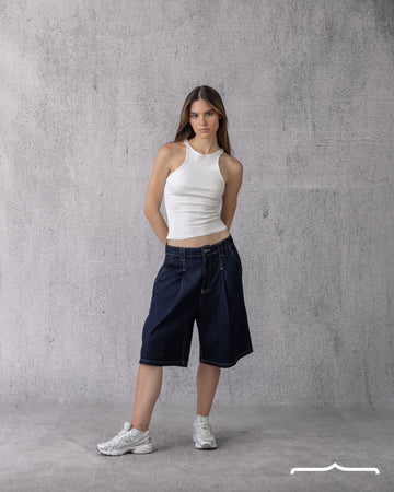 Ripped halter neck in White