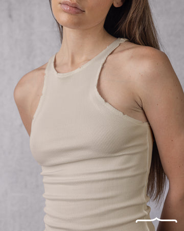 Ripped halter neck top  in Beige