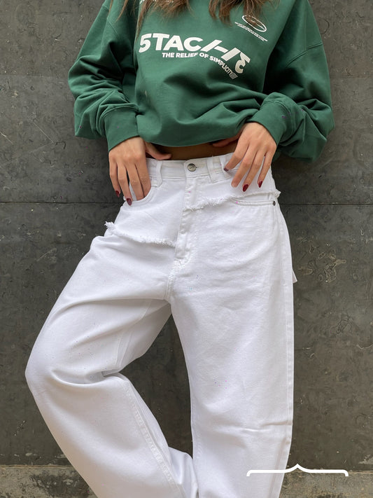 Layered denim in White