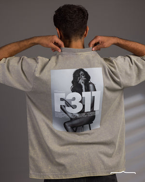 F311 Washed  oversize T-shirt in Sand