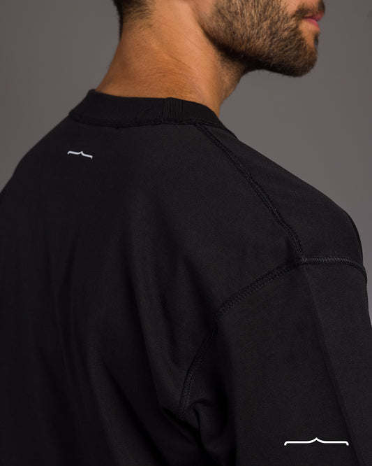 Raw Edge collar oversized T-shirt in Black