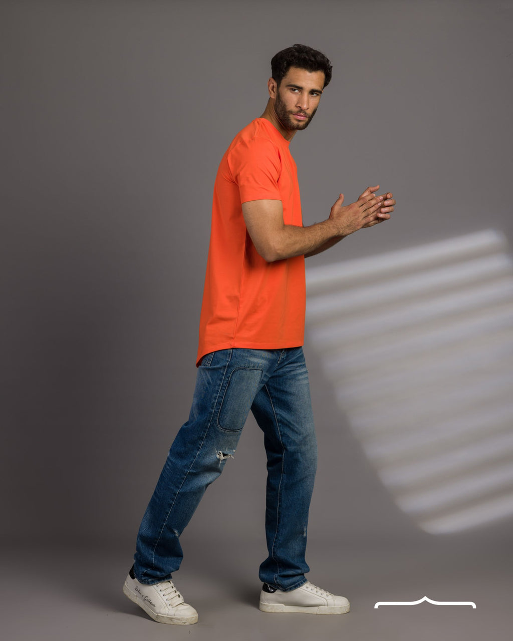 Curved Back O-Neck T-shirt  in Orange for men from stache egypt online