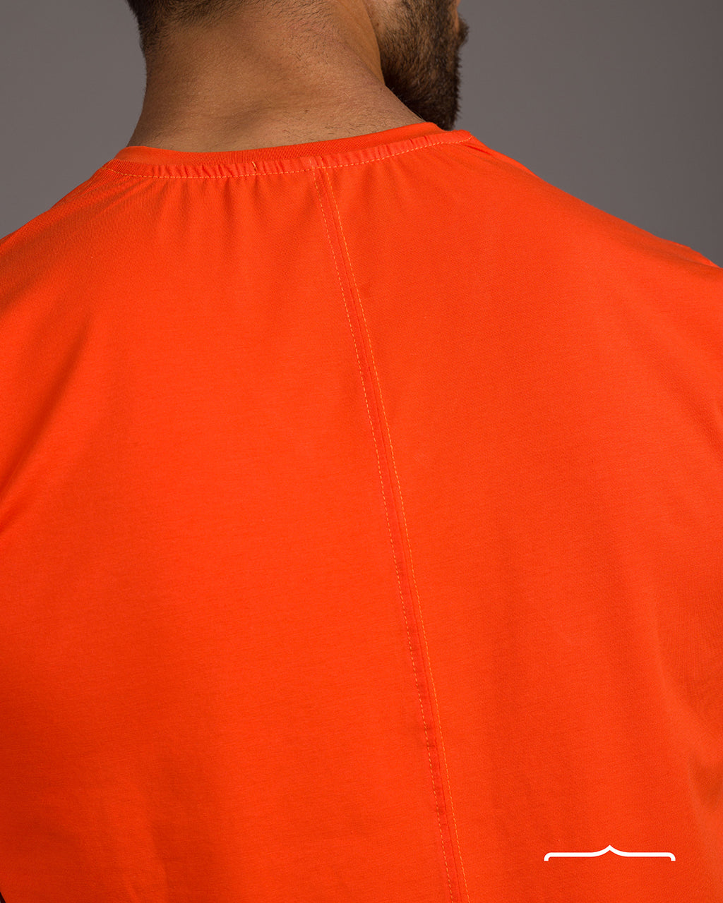 Curved Back V-Neck T- Shirt in Orange