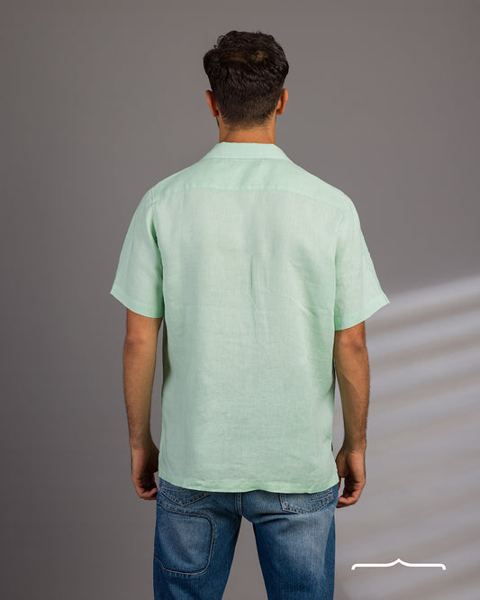 Short sleeve Linen Shirt in pistachio