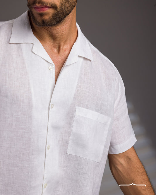 Short sleeve Linen Shirt in White