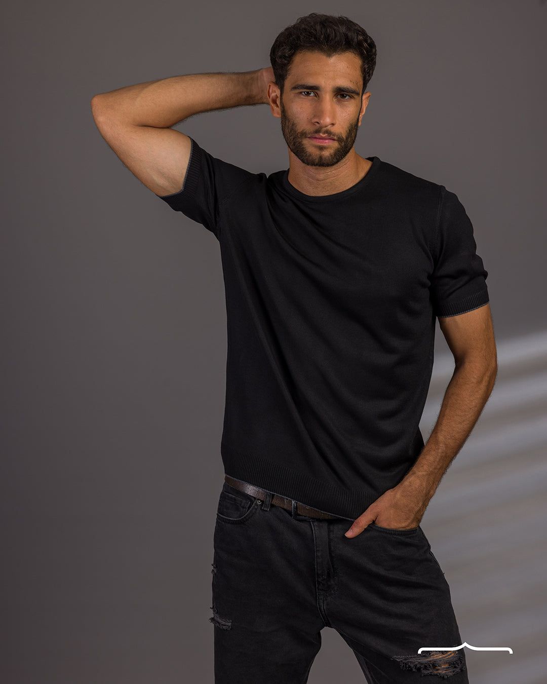 Knitwear T-Shirt in Black