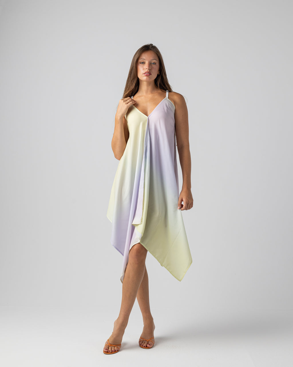 Satin Beach Dress Lavender x Butter Yellow