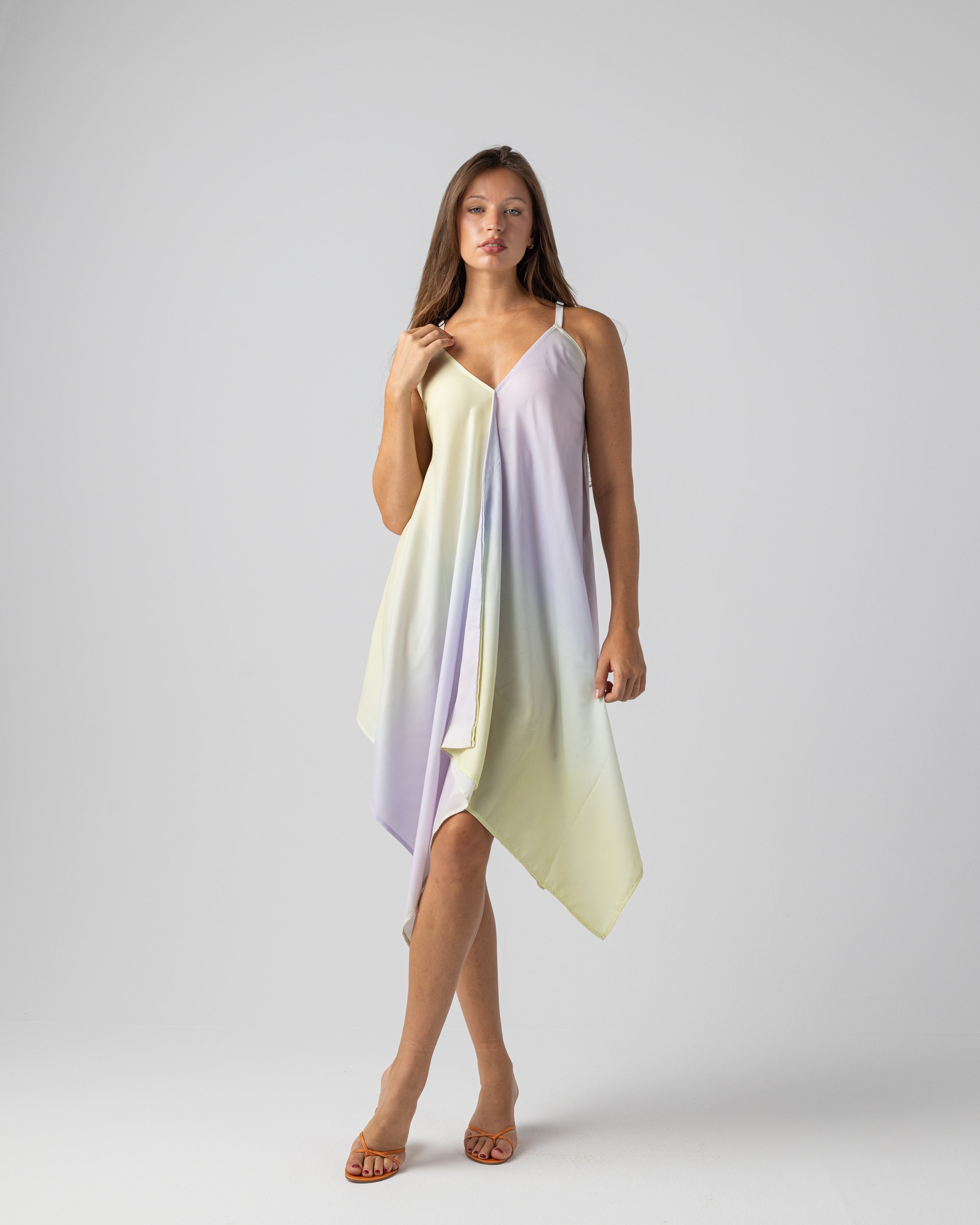 Satin Beach Dress Lavender x Butter Yellow