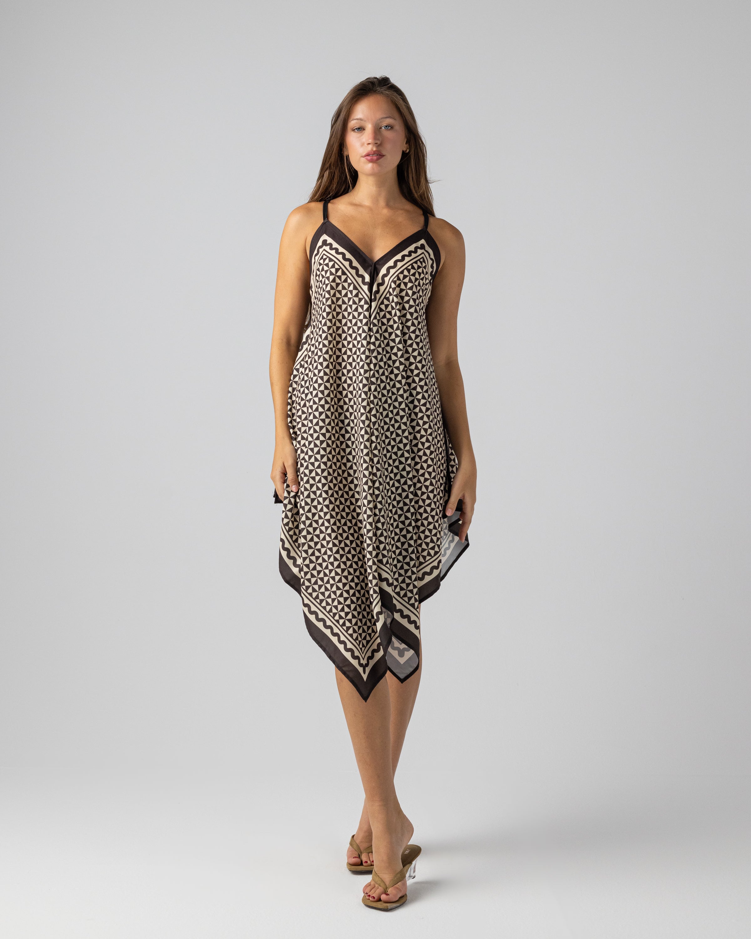 Mosaic Beach Dress in Brown x White