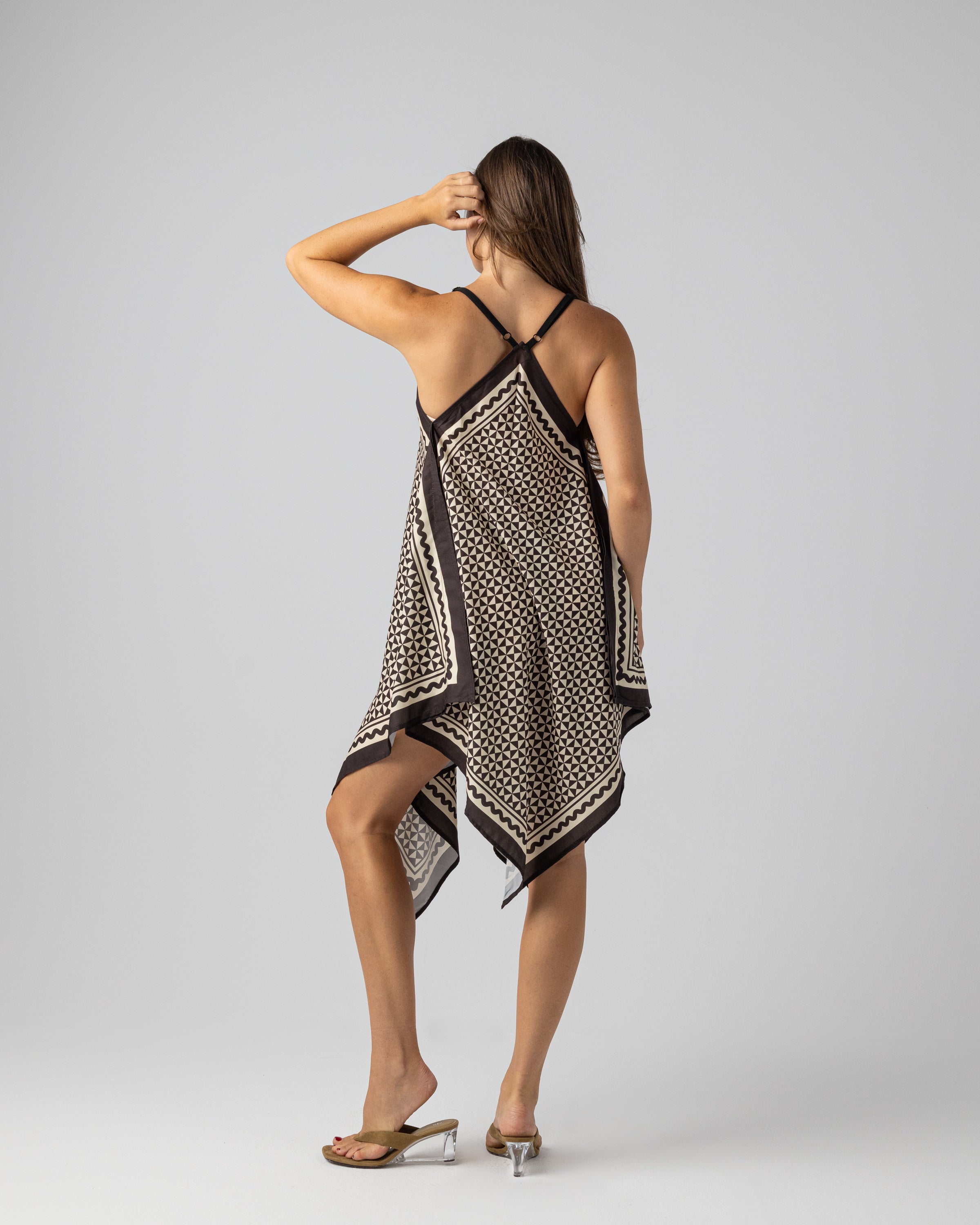 Mosaic Beach Dress in Brown x White