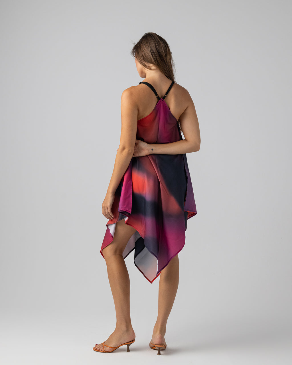 Satin Beach Dress in Purple x Red