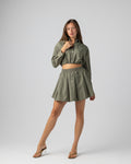 Buttoned chequered set in Olive