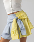 Chequered wraparound skirt in yellow and baby blue
