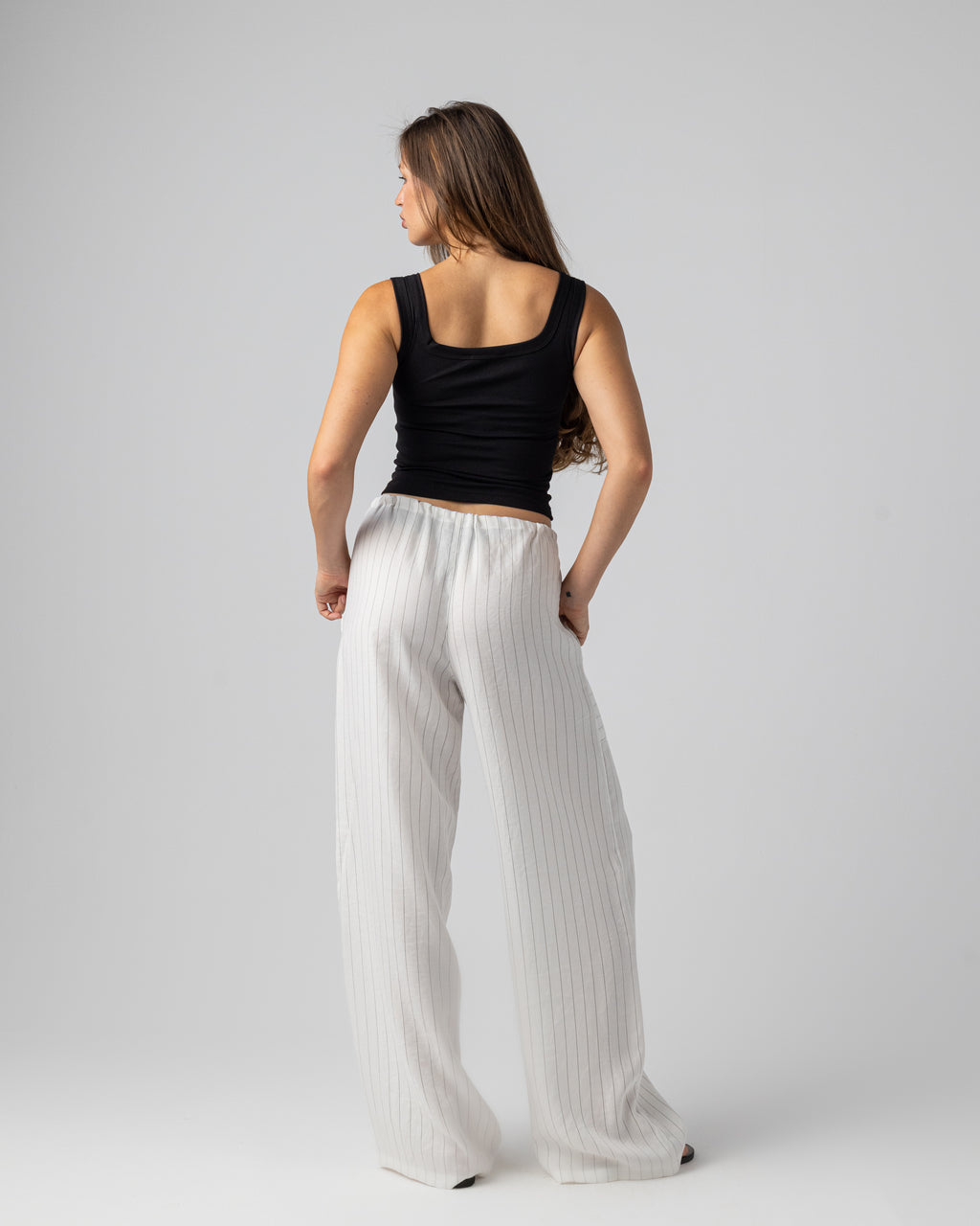 Striped Pants in White
