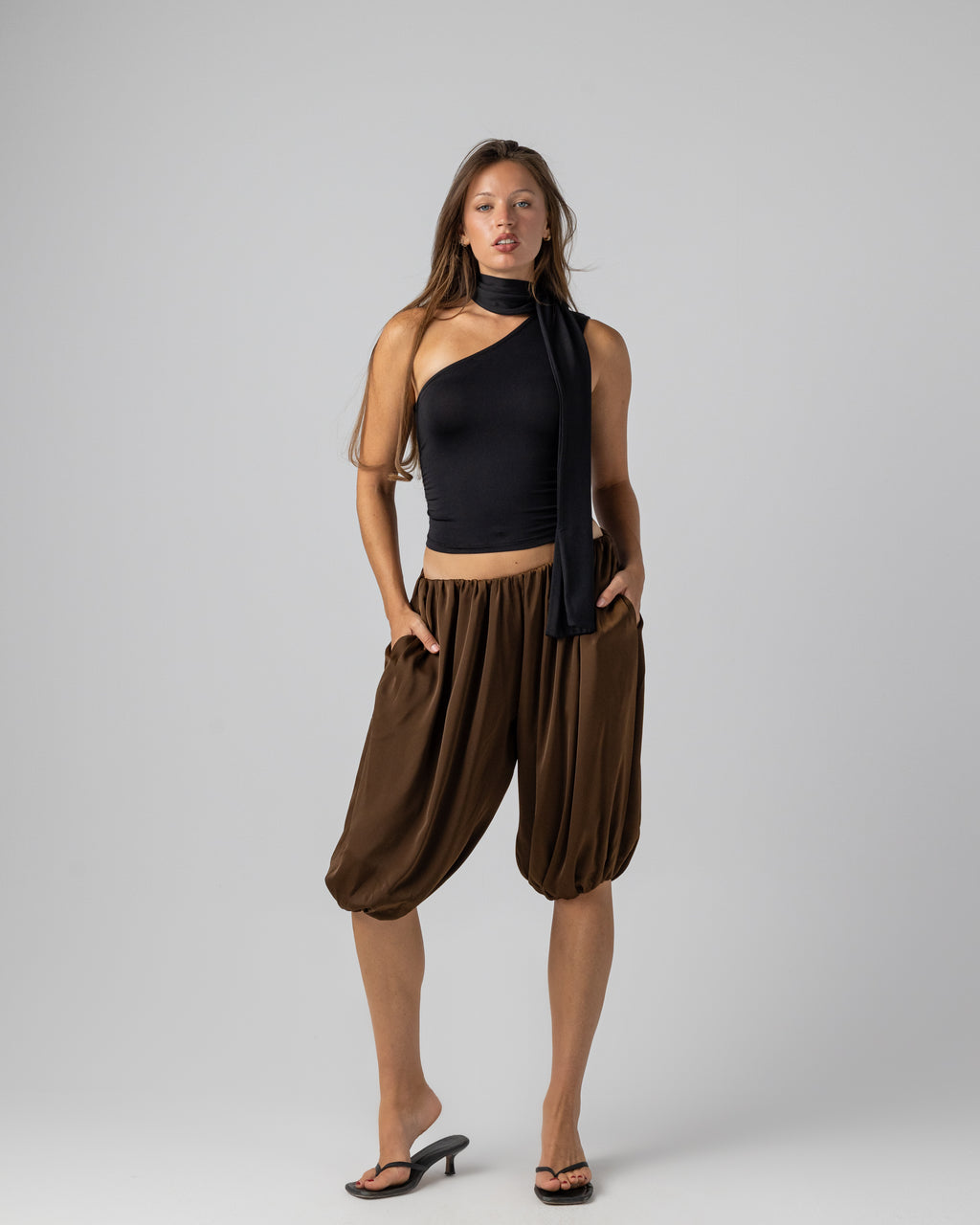 Sculpted One Shoulder top in Black