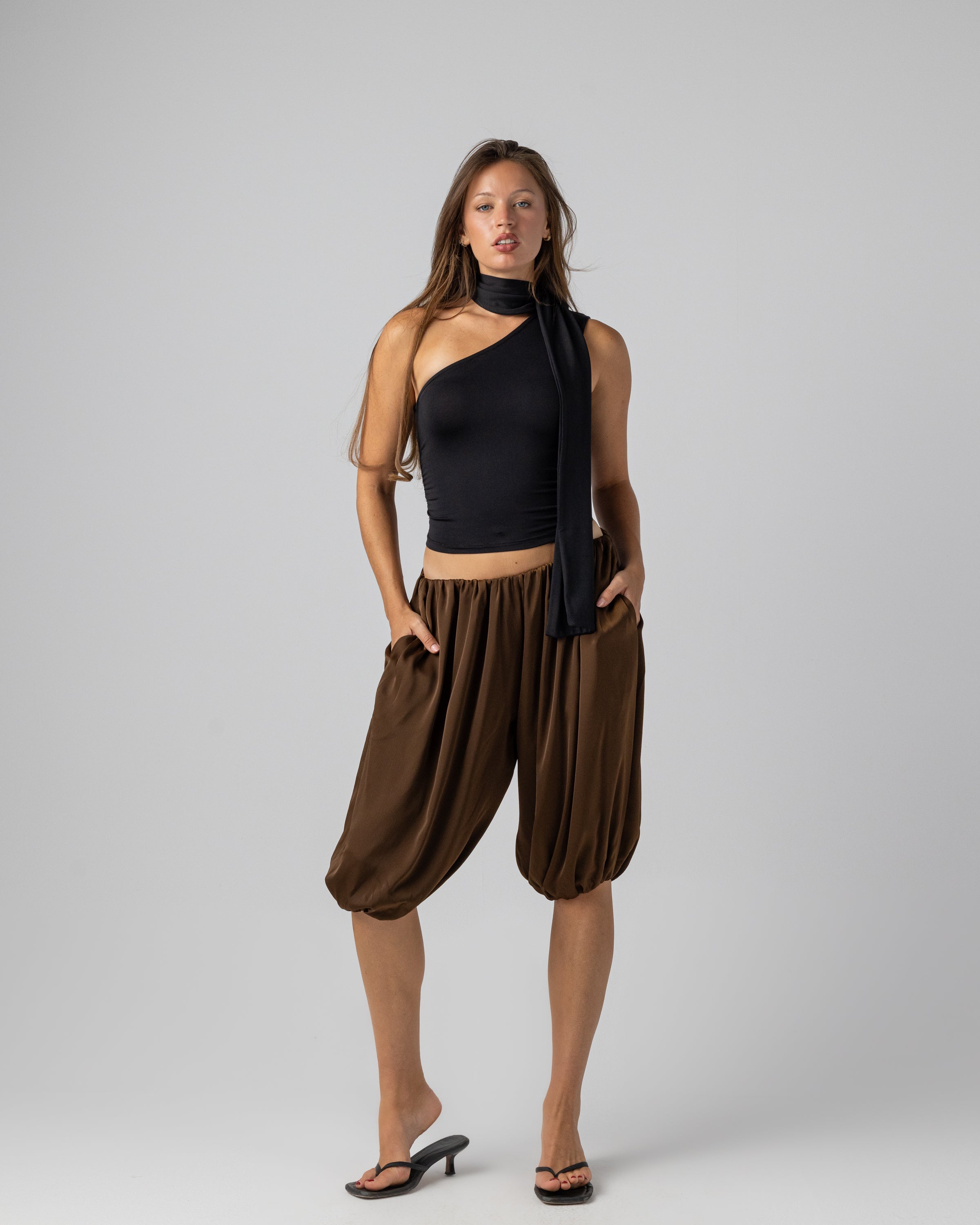 Sculpted One Shoulder top in Black