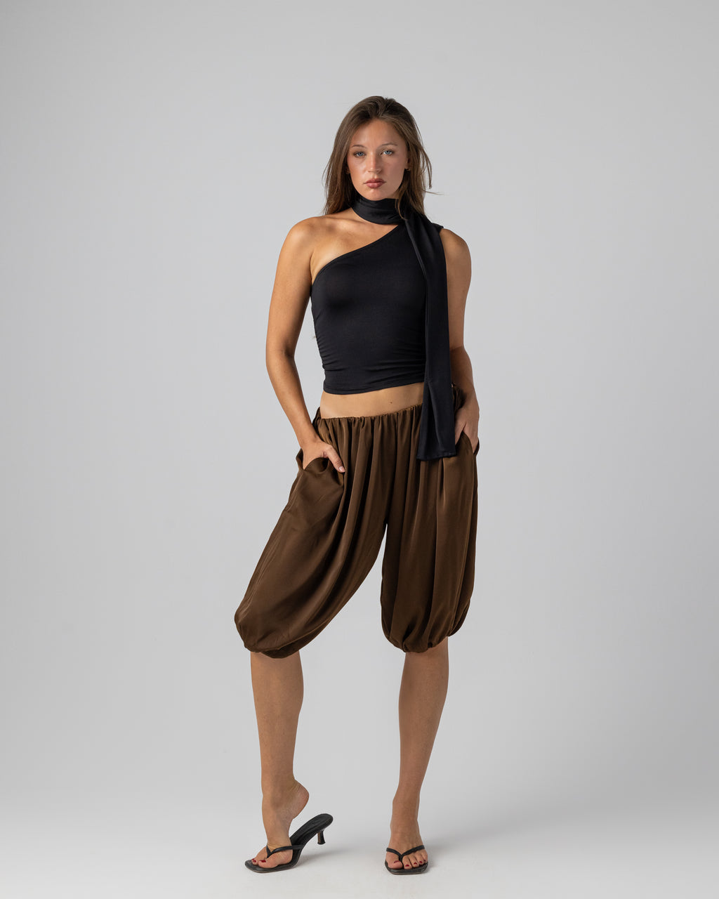 Sculpted One Shoulder top in Black